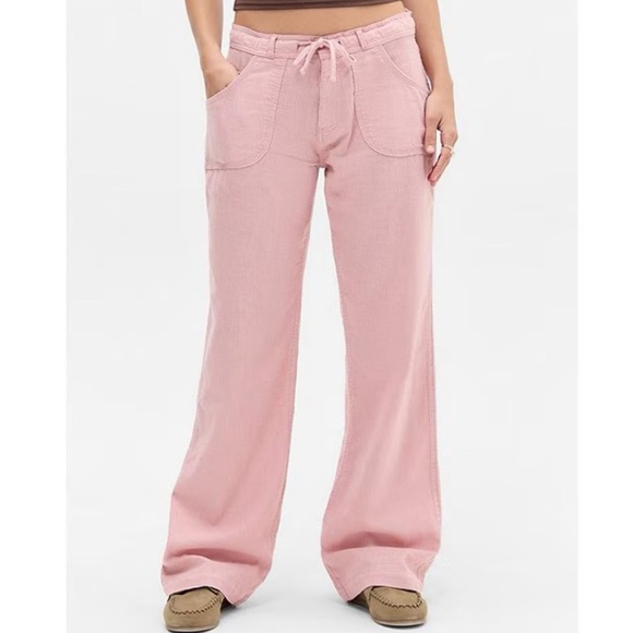 Urban Outfitters BDG  Linen Blend Pants 5 Pocket Pink New SZ L - Picture 1 of 8